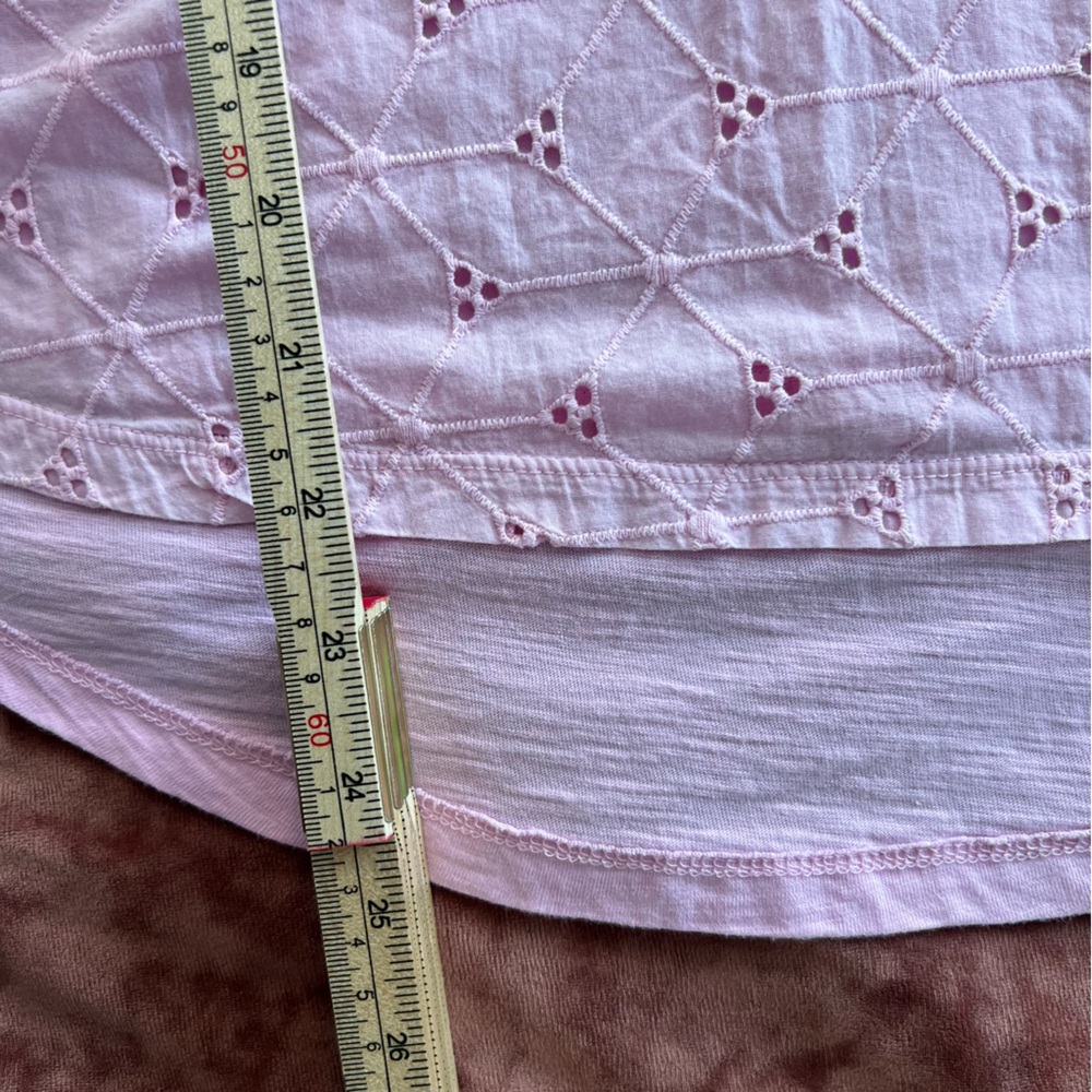 St. John's Bay Light Pink Eyelet Blouse Sz XL Short Sleeve Lined V-Neck Top - Picture 11 of 11